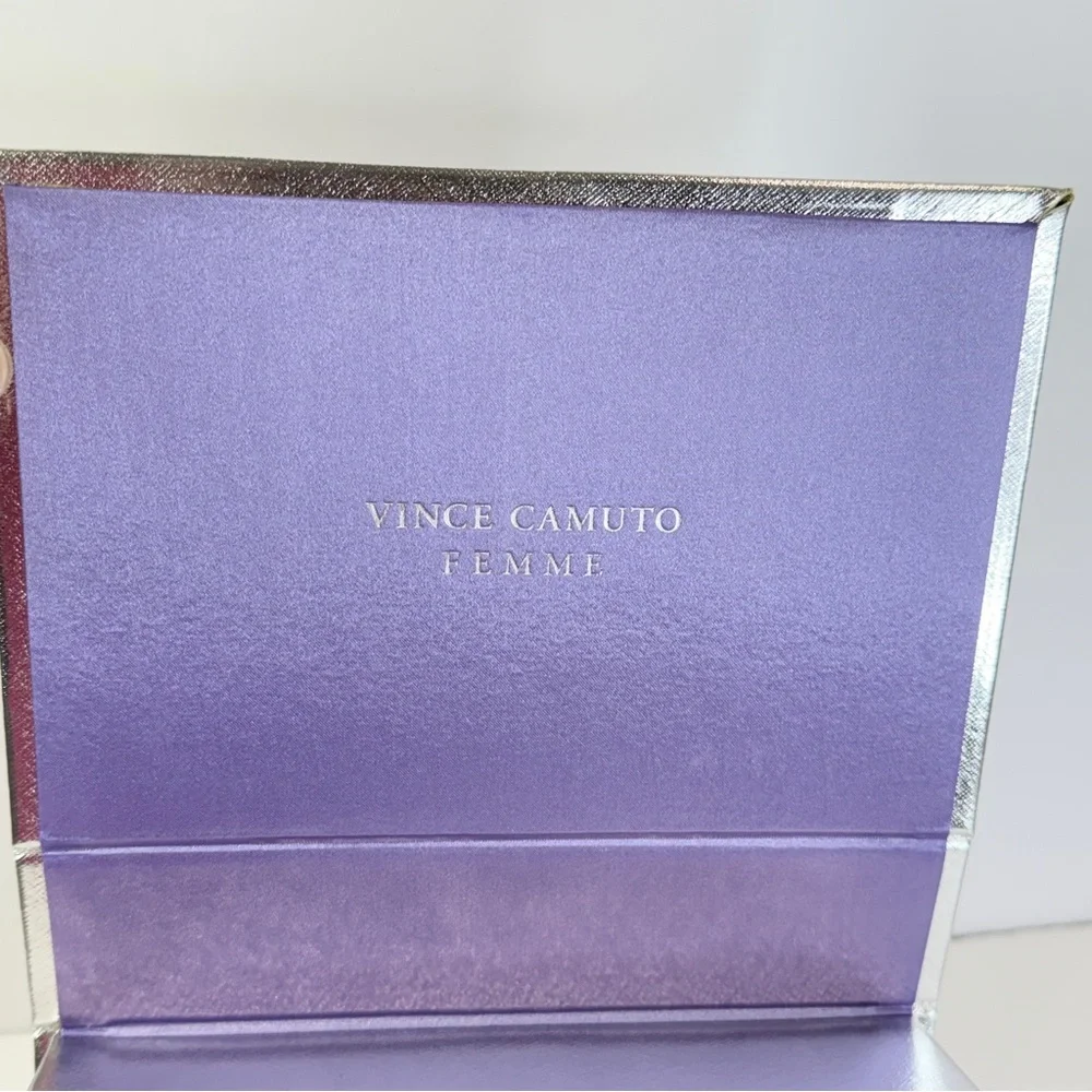 🆕 Vince Camuto Jewelry Box Silver Metallic Purple Satin Organizer Case